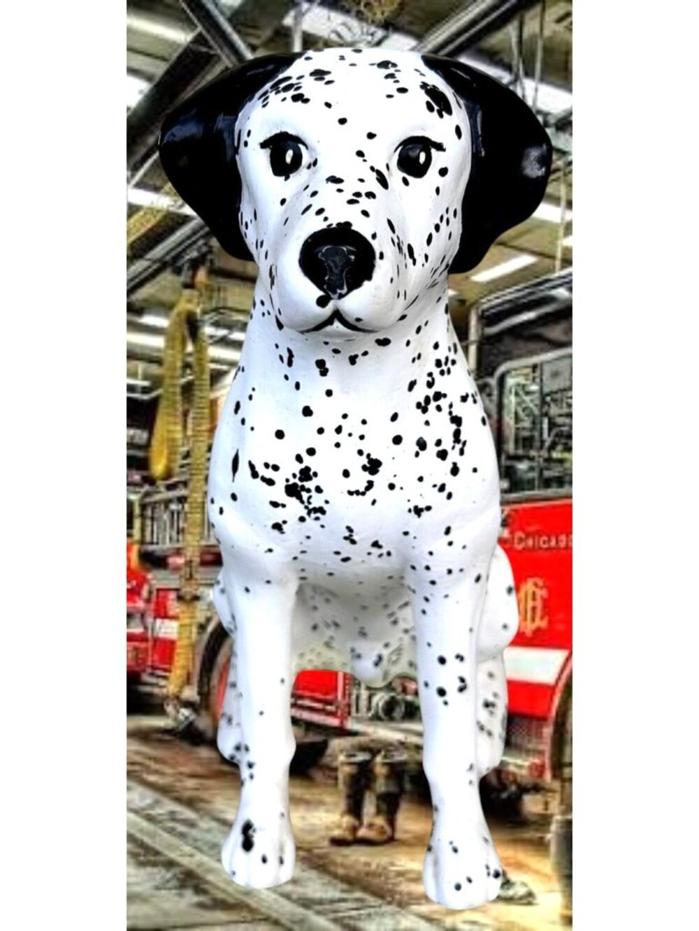 Vintage Dalmation Statue Handmade Ceramic Pottery Fireman Rescue Dog 11 in READ